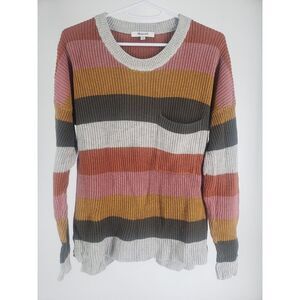 Madewell Thompson Pocket Pullover Sweater Arctic Ice Striped Women's Size‎ XS